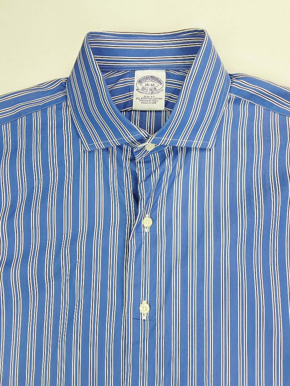 Brooks Brothers French Cuff Slim Fit Egyptian Cotton Men 15-32 Blue Black White